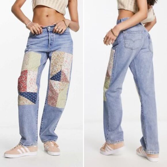 Levi’s 501 Blue 150th Anniversary Patchwork Jeans 27 - Picture 1 of 11